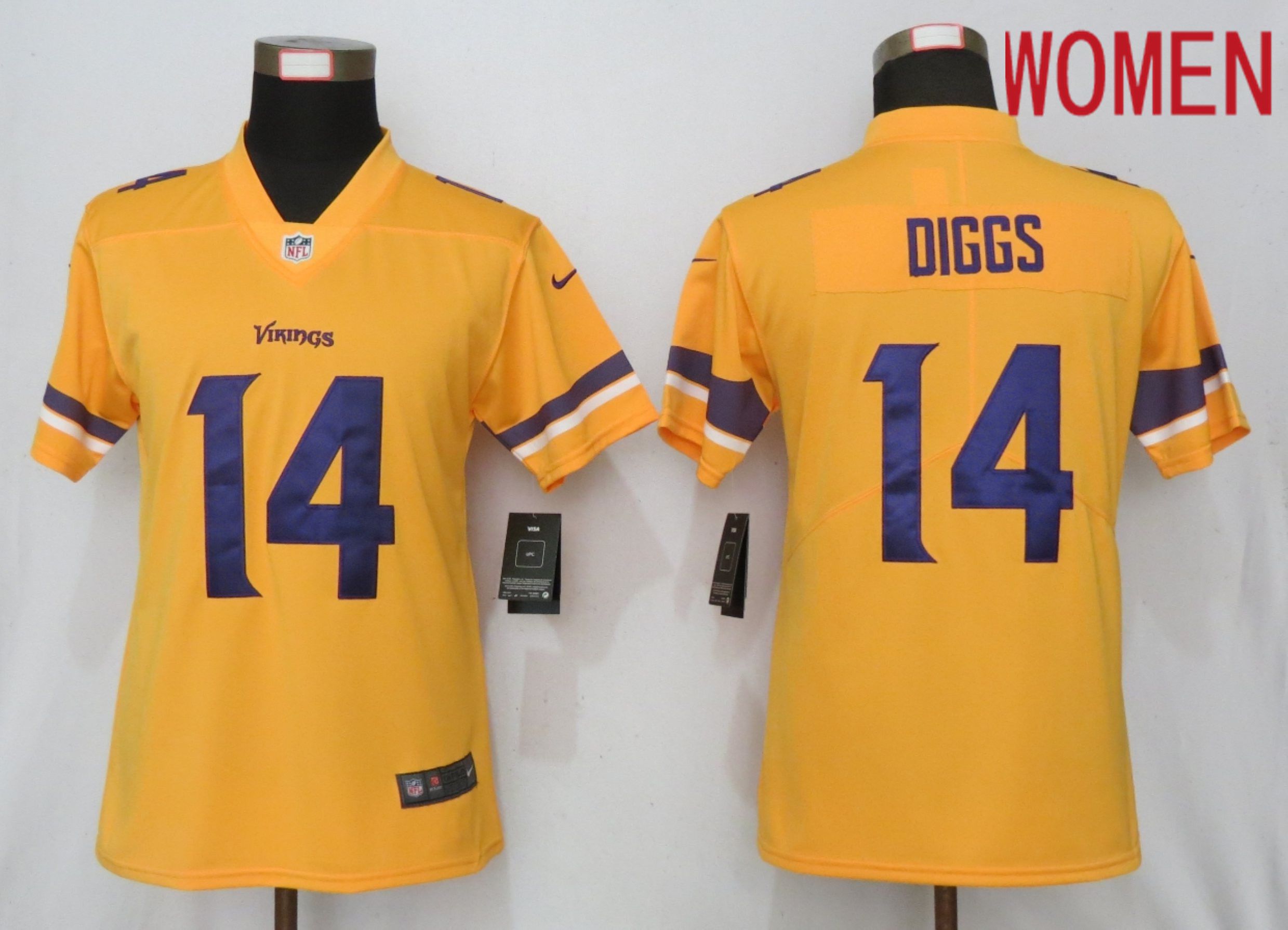 Women Minnesota Vikings #14 Dlggs 2019 Vapor Untouchable Nike Gold Inverted Elite Playe NFL Jerseys